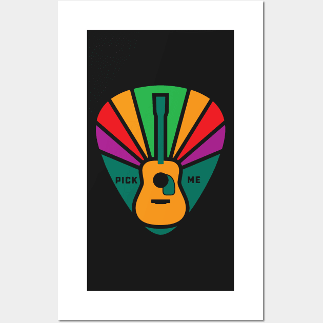 Vintage Guitar Pick, Guitarist Retro acoustic guitarra pick me colorful Wall Art by laverdeden